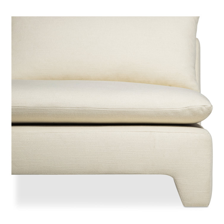 Cream Upholstered Lounge Chair with Pillow Back and Plywood Frame