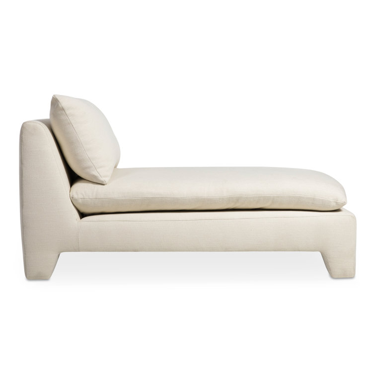 Cream Upholstered Lounge Chair with Pillow Back and Plywood Frame