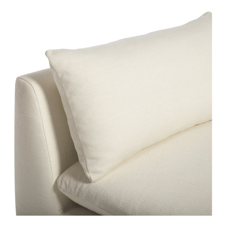 Cream Upholstered Lounge Chair with Pillow Back and Plywood Frame