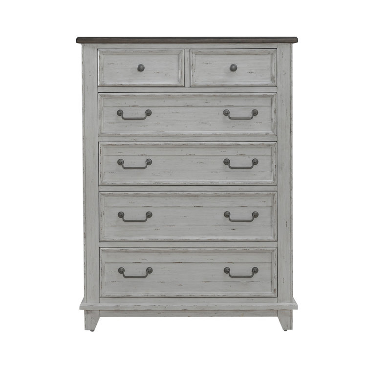 King White Wood Panel Bed with Dresser and Mirror