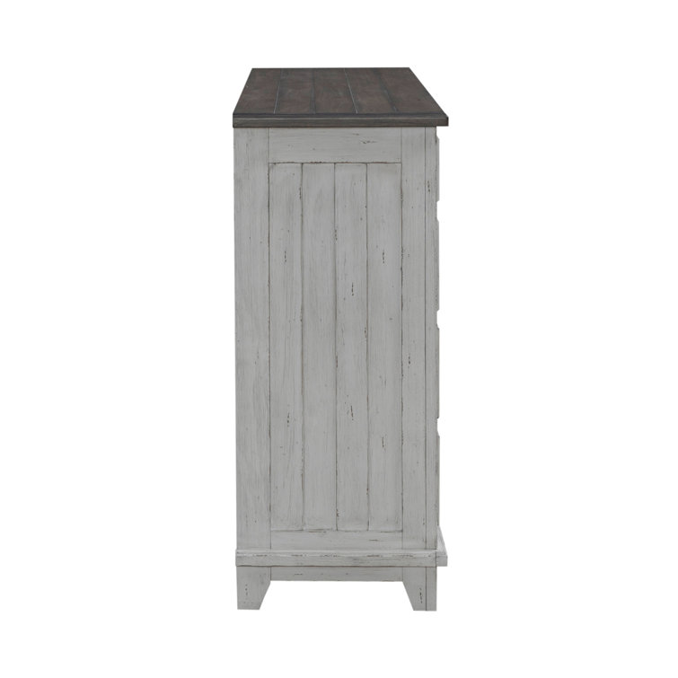 King White Wood Panel Bed with Dresser and Mirror