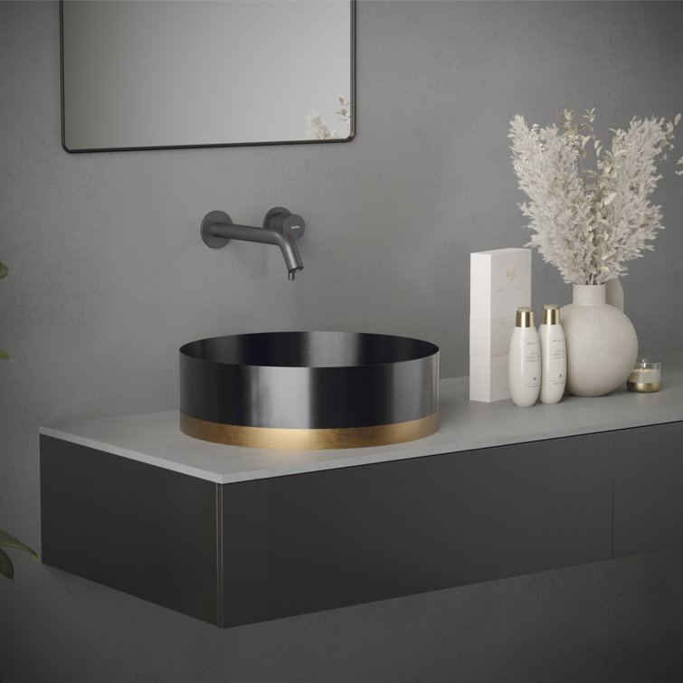 Gunmetal Gray Brass Single Handle Wall-Mount Bathroom Faucet