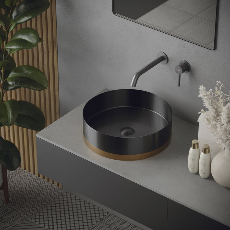 Gunmetal Gray Brass Single Handle Wall-Mount Bathroom Faucet