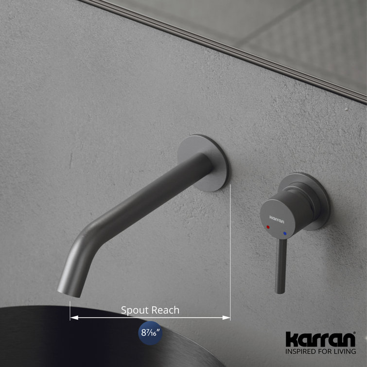 Gunmetal Gray Brass Single Handle Wall-Mount Bathroom Faucet