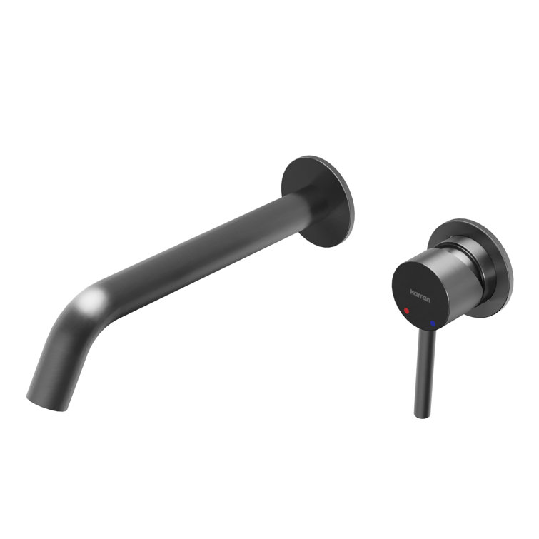 Gunmetal Gray Brass Single Handle Wall-Mount Bathroom Faucet