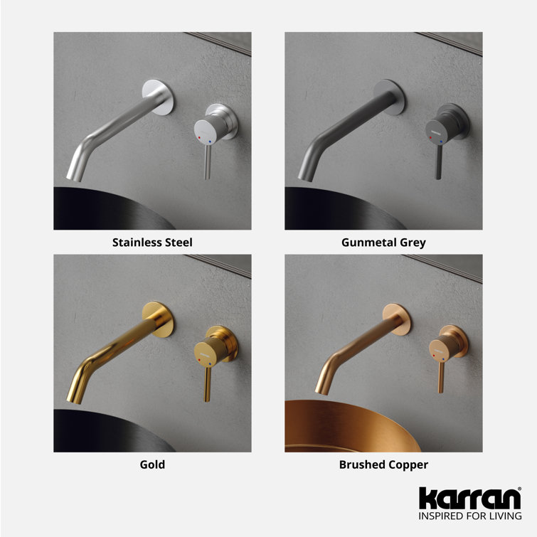 Gunmetal Gray Brass Single Handle Wall-Mount Bathroom Faucet