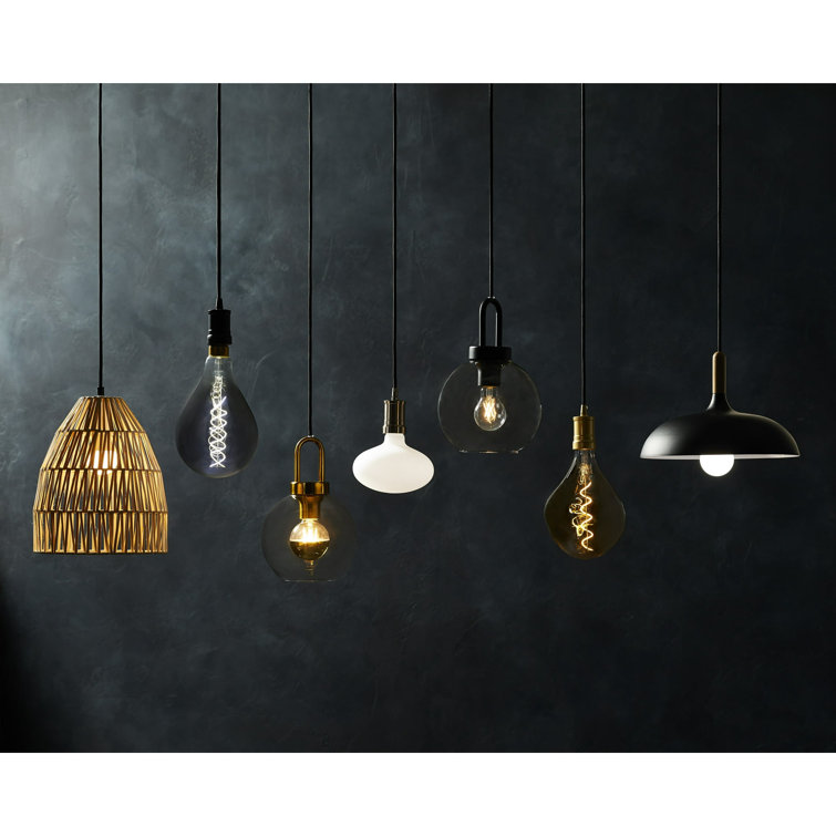 Matte Black and Woven Rattan Lantern Pendant Light