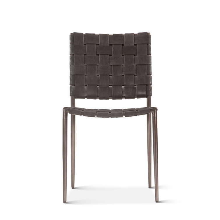 Copenhagen Black Braided Leather and Iron Dining Chair