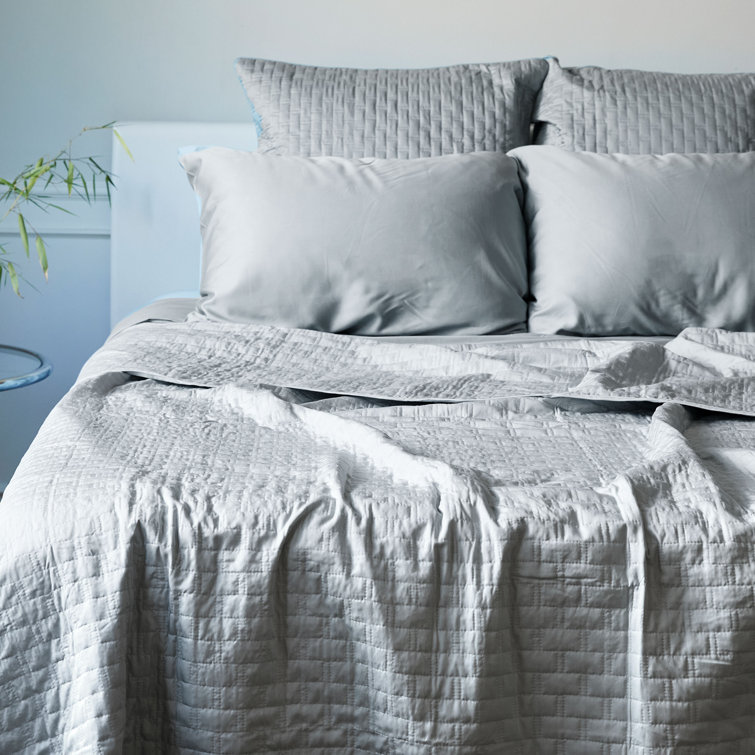 Stone Gray Quilted Euro Sham with Piped Edges