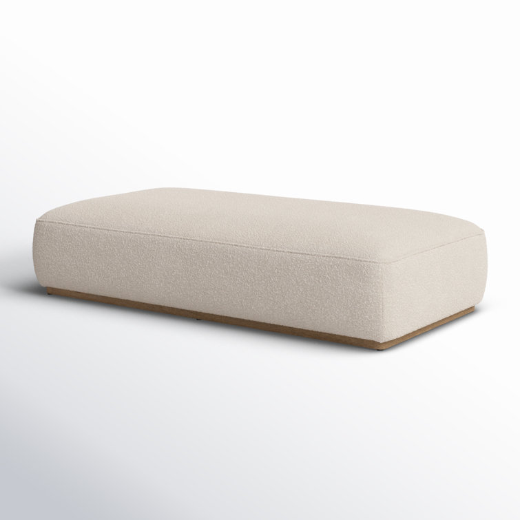 Knoll Natural Boucle Upholstered Rectangle Ottoman