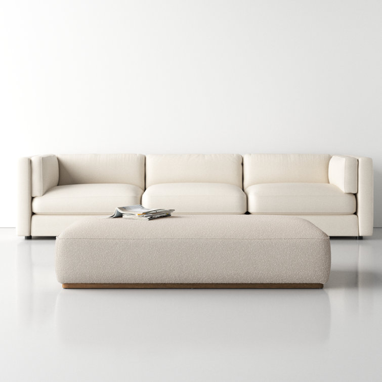 Knoll Natural Boucle Upholstered Rectangle Ottoman