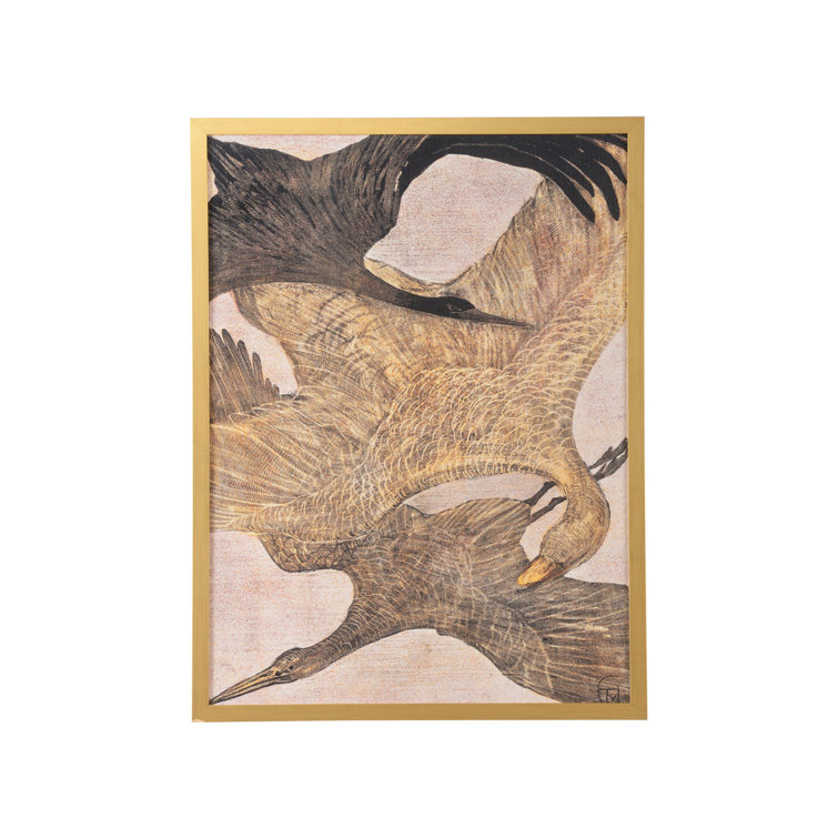 Golden Framed Trio of Birds in Flight Wall Art
