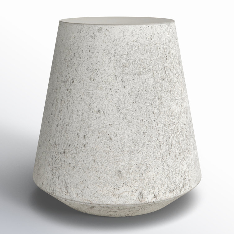 Lele 20.75'' White Concrete Round Outdoor Side Table
