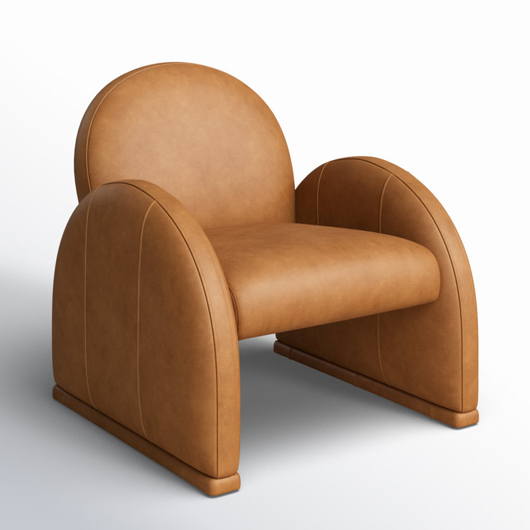 Kennison Cognac Leather and Wood Handcrafted Armchair