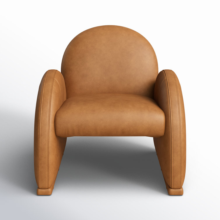 Kennison Cognac Leather and Wood Handcrafted Armchair