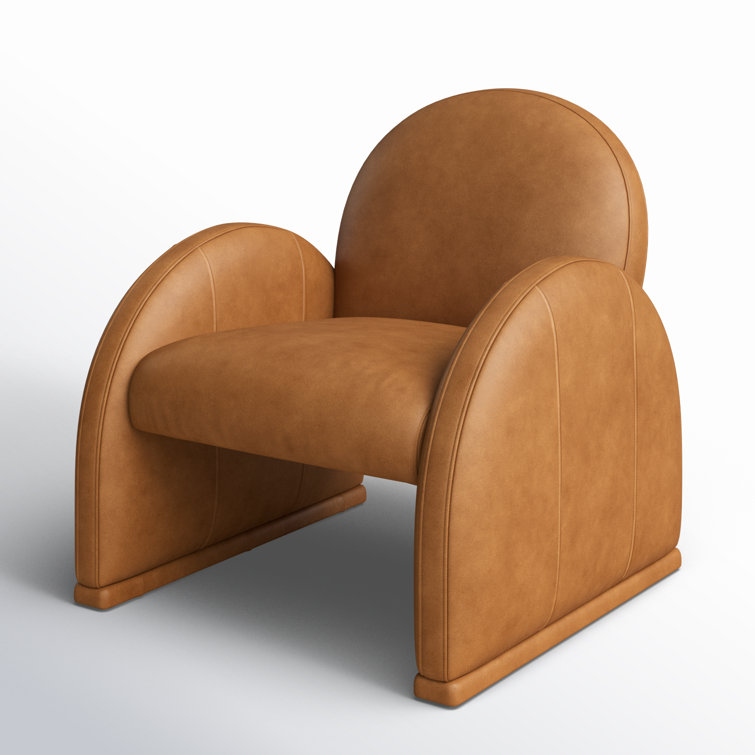 Kennison Cognac Leather and Wood Handcrafted Armchair