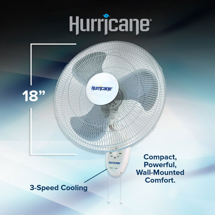 Hurricane Supreme 18" White Plastic Oscillating Wall Mounted Fan, 4 Pack