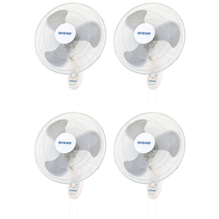 Hurricane Supreme 18" White Plastic Oscillating Wall Mounted Fan, 4 Pack
