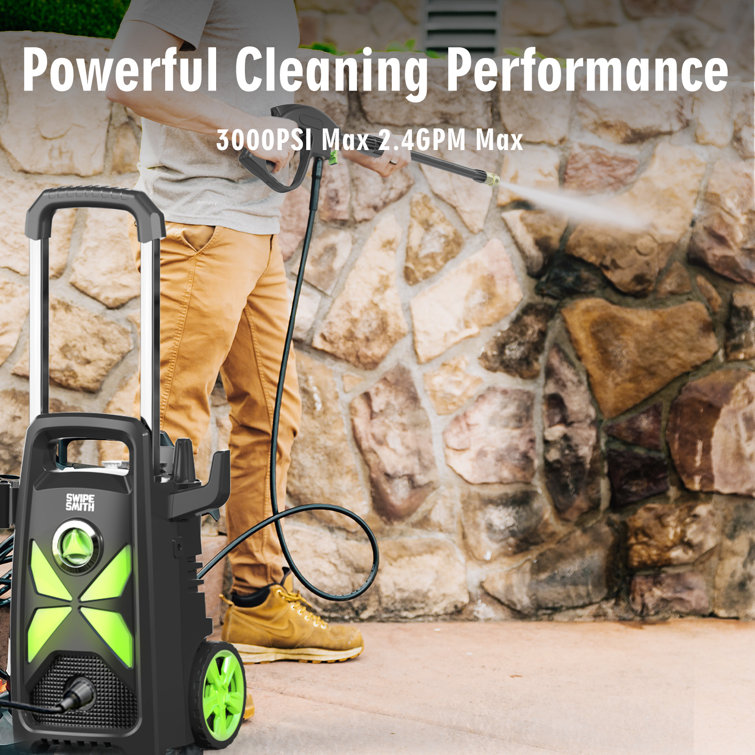 Black and Green Telescopic Electric Pressure Washer with Foam Cannon