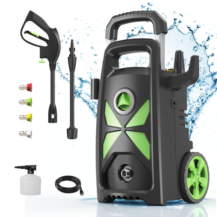 Black and Green Telescopic Electric Pressure Washer with Foam Cannon