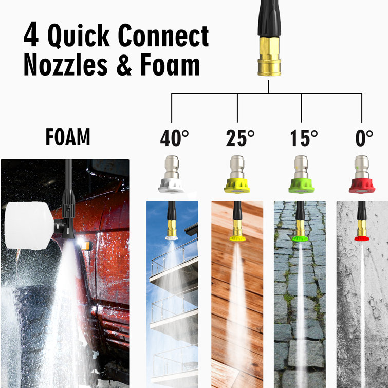 Black and Green Telescopic Electric Pressure Washer with Foam Cannon