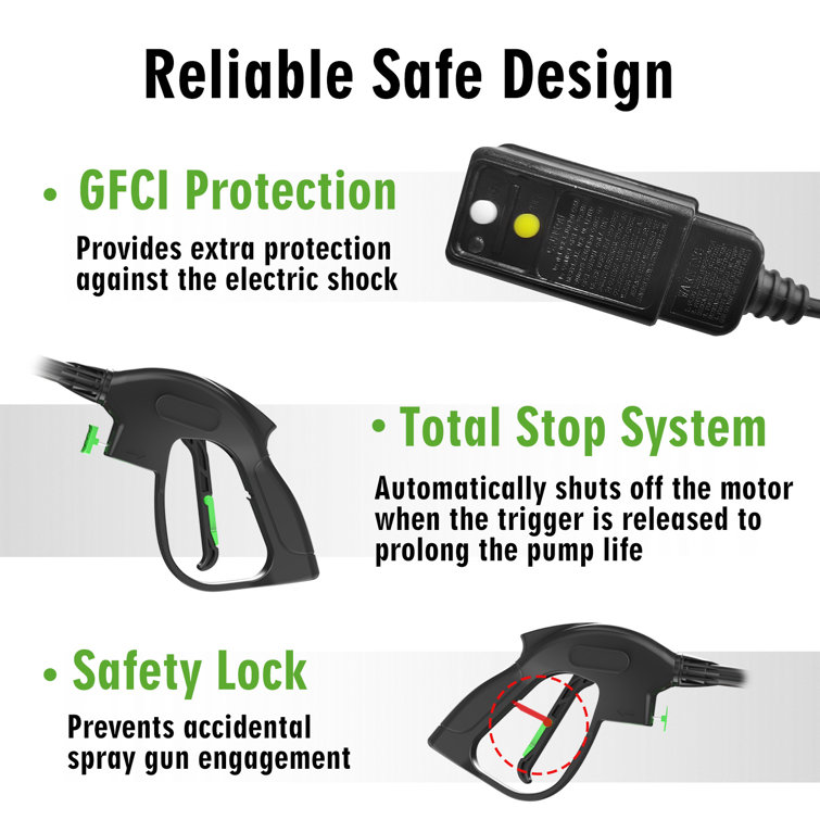 Black and Green Telescopic Electric Pressure Washer with Foam Cannon