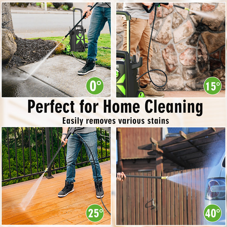 Black and Green Telescopic Electric Pressure Washer with Foam Cannon