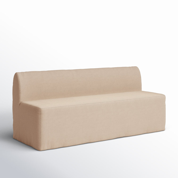 Canvas Linen Upholstered Dining Bench with Slipcover, 72"W