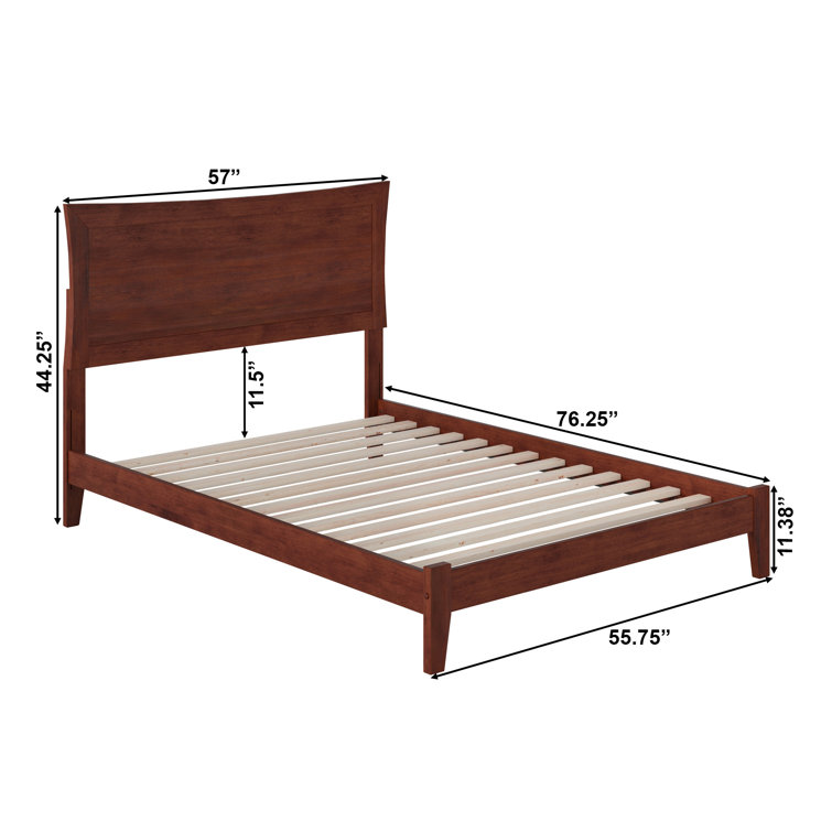 Walnut Full Wood Platform Bed with Headboard and Slats