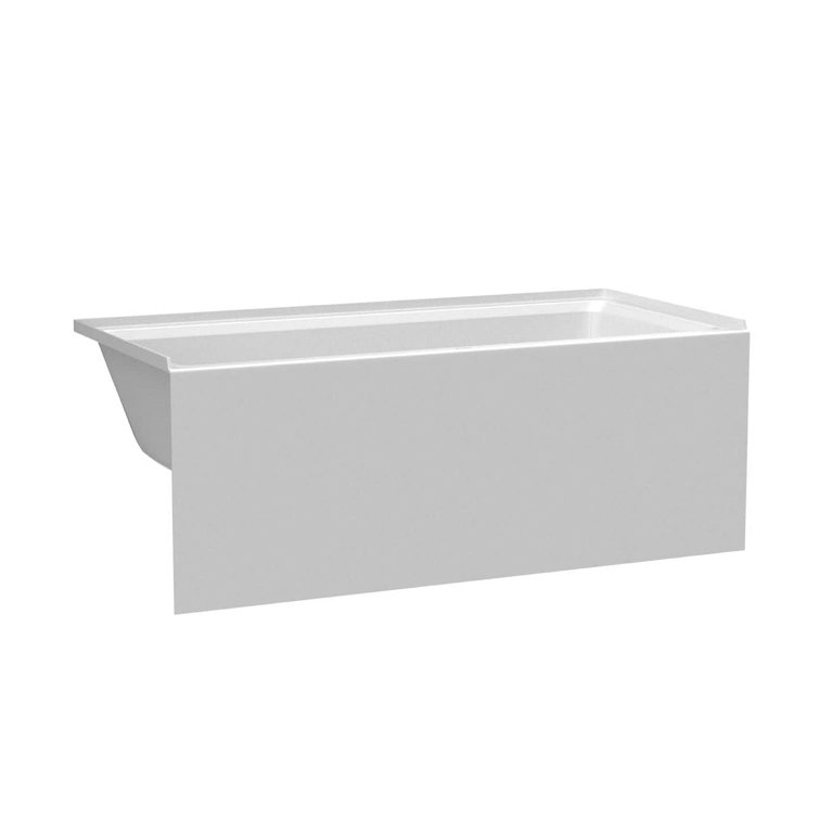 66-Inch White Acrylic Rectangular Soaking Bathtub with Apron Front