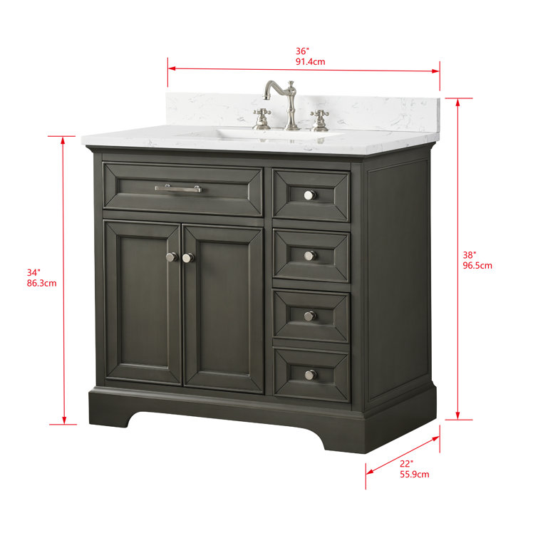 Thompson 36'' Silver Gray Freestanding Bathroom Vanity