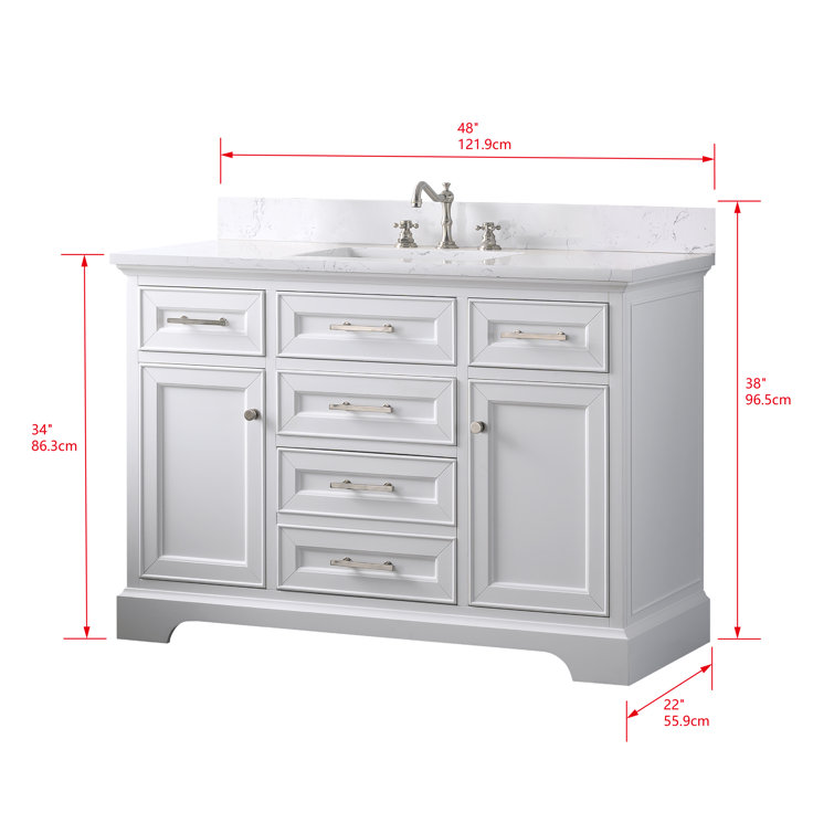 Thompson 48" White Solid Wood and MDF Single Vanity
