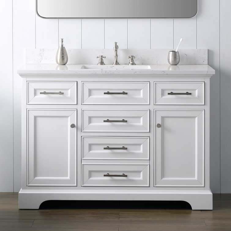 Thompson 48" White Solid Wood and MDF Single Vanity