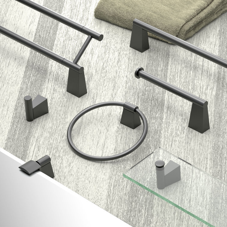 Bleu Matte Black Metal Wall Mounted Towel Ring