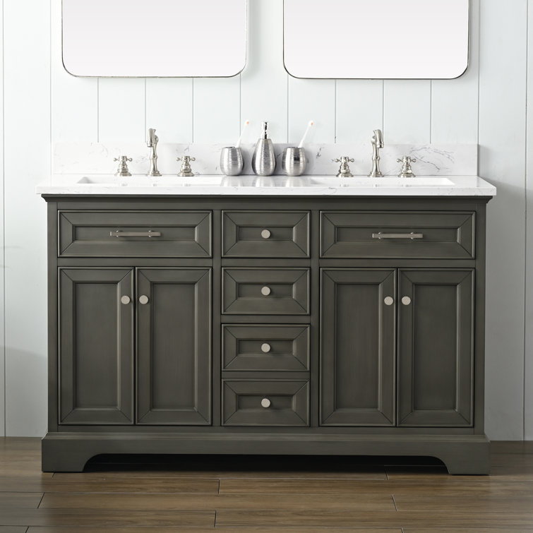 Thompson 54" Silver Gray Double Sink Freestanding Vanity