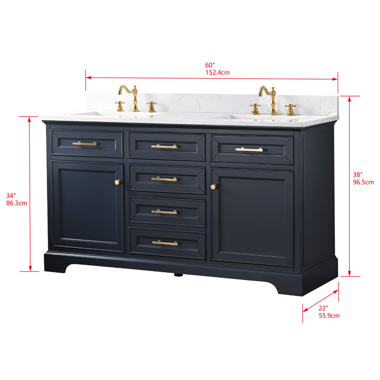 Indigo Blue Double Vanity with Carrara White Top