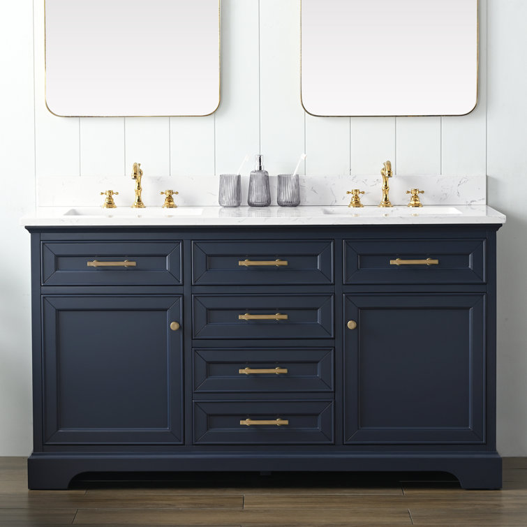 Indigo Blue Double Vanity with Carrara White Top