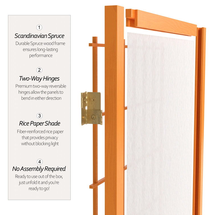 Honey 4-Panel Shoji Folding Room Divider