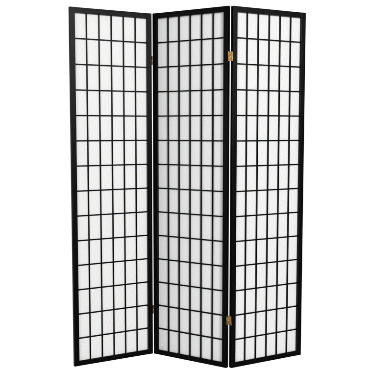 Black 6 ft Tall Shoji Screen with 3 Panels