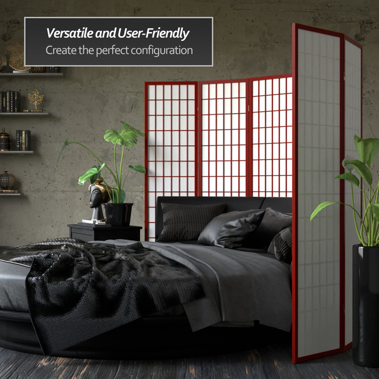 Rosewood 6 ft Tall Shoji Screen with Spruce Frame