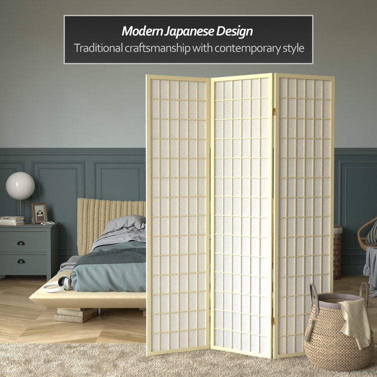 Ivory Shoji 3-Panel Folding Room Divider with Rice Paper