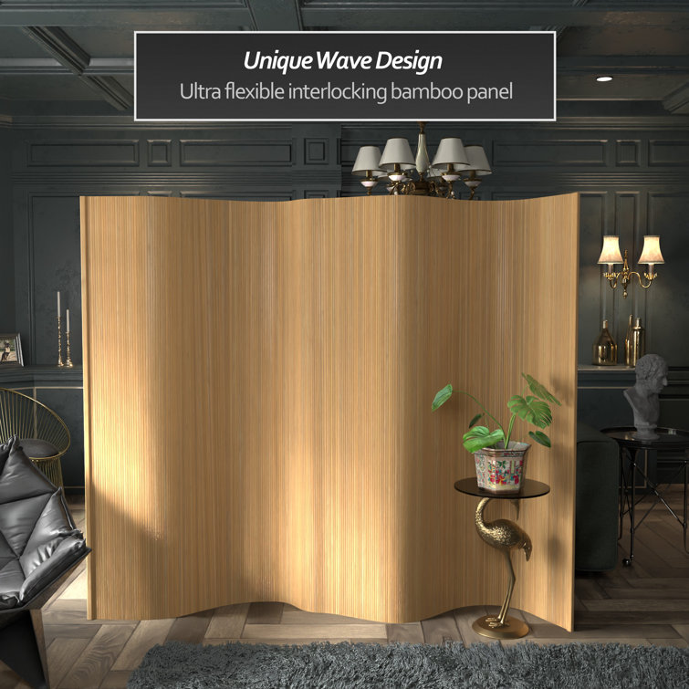 Honey Bamboo Wave Folding Room Divider