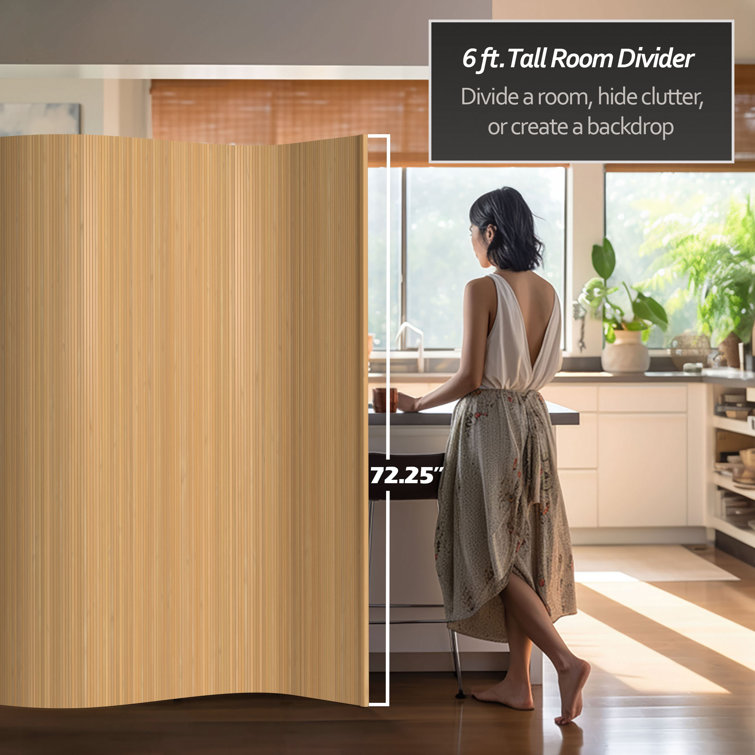 Honey Bamboo Wave Folding Room Divider