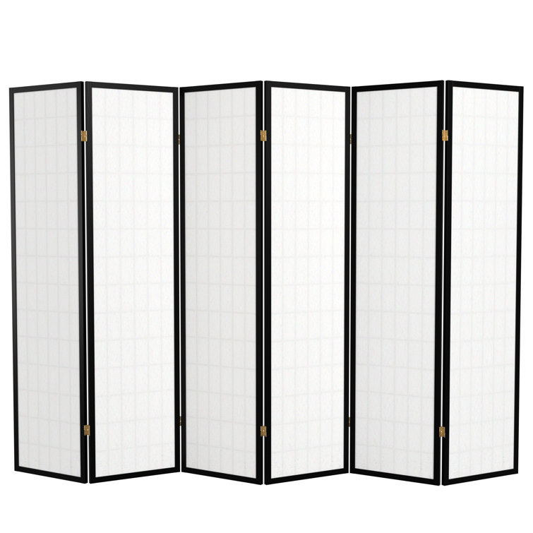 Black Pine Wood 6-Panel Shoji Folding Room Divider