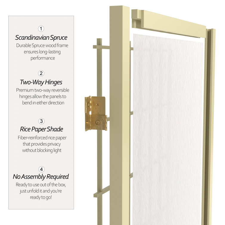 Ivory Shoji 3-Panel Folding Room Divider with Rice Paper