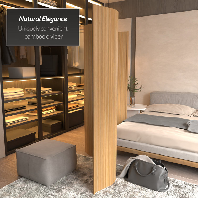 Honey Bamboo Wave Folding Room Divider