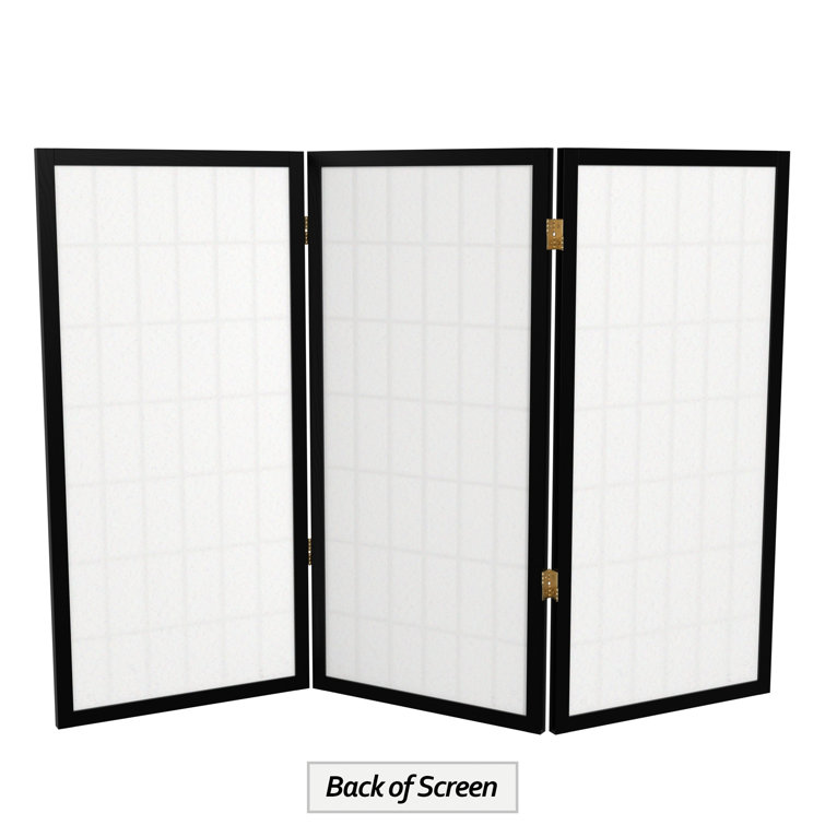 3 ft Black Shoji Screen with Translucent Rice Paper Panels