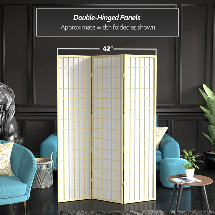 Ivory Shoji 3-Panel Folding Room Divider with Rice Paper