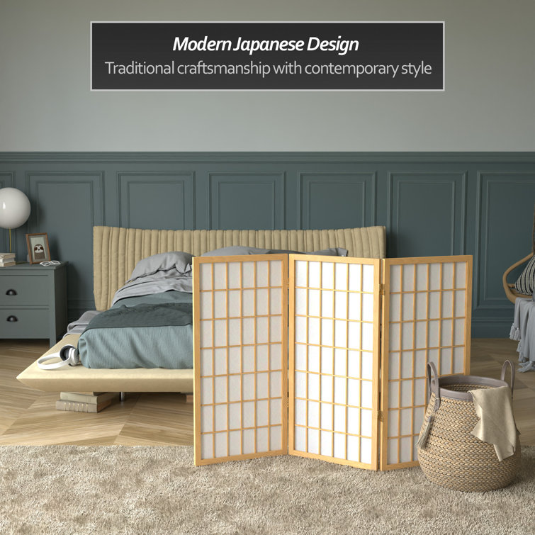 Natural 3-Panel Shoji Screen Room Divider