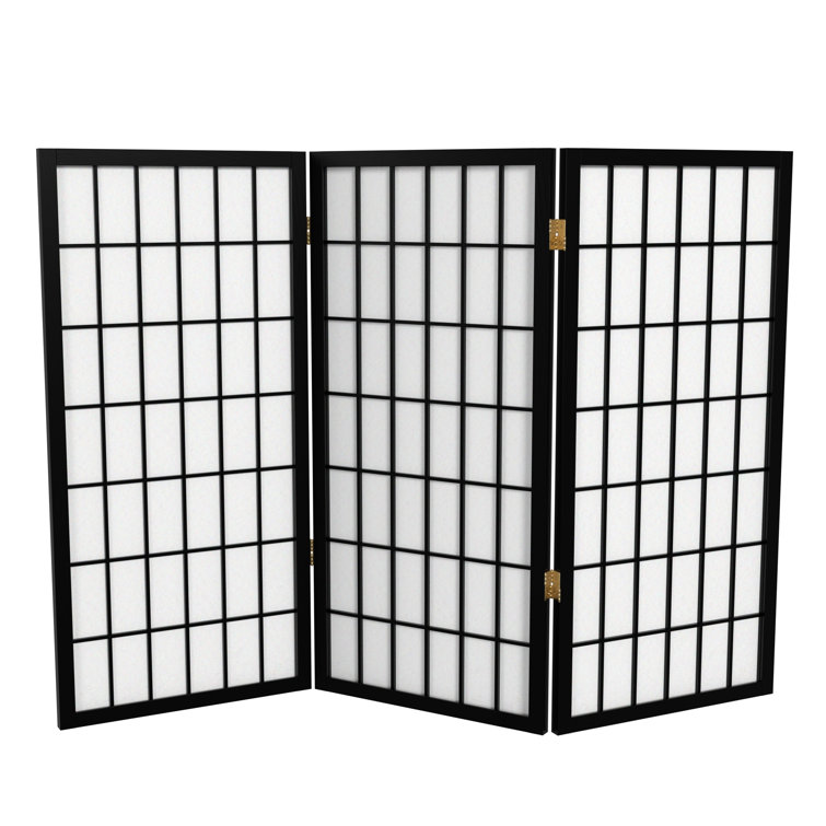 3 ft Black Shoji Screen with Translucent Rice Paper Panels